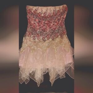 Ever Pretty Strapless Pink and Gold Lace Party Dress